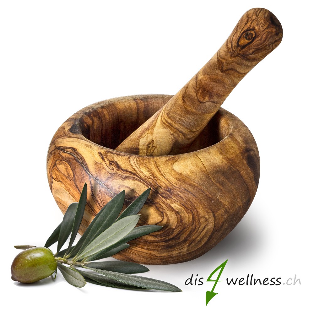 Mörser und Stössel aus Olivenholz