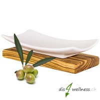 Olivenholz Seifenschale aus Porzellan