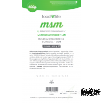 Food&Life Premium MSM - Methylsulfonylmethan Pulver - Organischer Schwefel, 400g